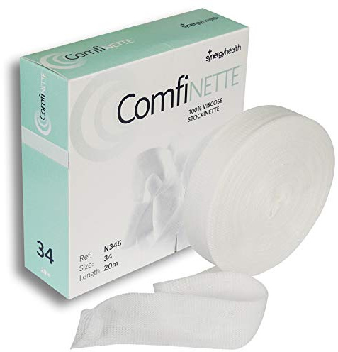 Comfinette Size '34' Tubular Viscose Stockinette Dressing - Unstretched Width 4.5cm - Ideal Childrens Limbs, Adult Hands, Small Limbs - 20m Length (1 Box)