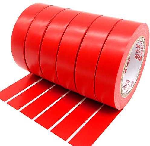 Maveek Isolierband Rot, 6 Rollen 15mm x 15 m isolierband Wasserdicht Elektrisch PVC klebeband für kabel isolierung, Reparatur und Bündelung von Kabeln