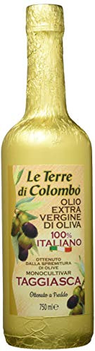 Le Terre di Colombo – Bouteille d'huile d'olive Taggiasca extra-vierge - Emballage doré - 0,75 l
