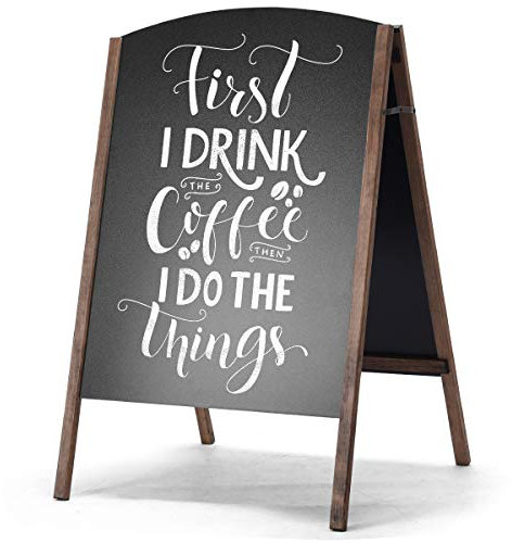 DREAMADE Werbetafel Aufsteller Beidseitig, Kundenstopper Kreidetafel, Standtafel Schreibtafel Klappbar, Kindertafel Werbeaufsteller Holztafel, Schwarz (100 x 65 x 6 cm)