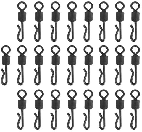 25 Stück Angeln Wirbel, Angeln Clips, Karpfen Angeln Wirbel mit Ring, Angeln Wirbel mit Druckknöpfen, Carp Swivels, Q-förmige Schnellwechsel Wirbel Angeln Stecker, Fishing Angeln Rolling Wirbel