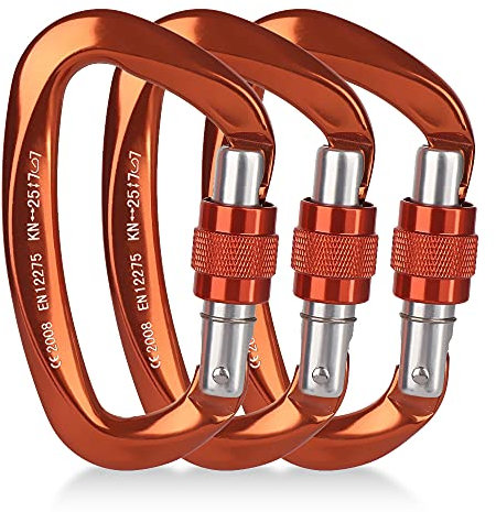 Marouom Kletterkarabiner Karabinerhaken, karabiner mit schraubverschluss Kletterausrüstung 25KN Auto Locking Klettern Clips Sicherheitskarabiner for Bandschlinge, Retten, Schaukel, Hängematte, Absei