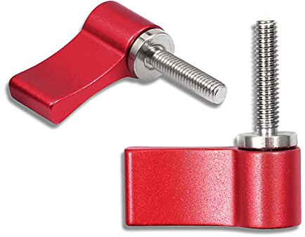 LEONTOOL 2 piezas M4 17mm Roscado macho Perilla giratoria Tornillo de palanca de pulgar ajustable con un solo ala para equipo de cámara (rojo)