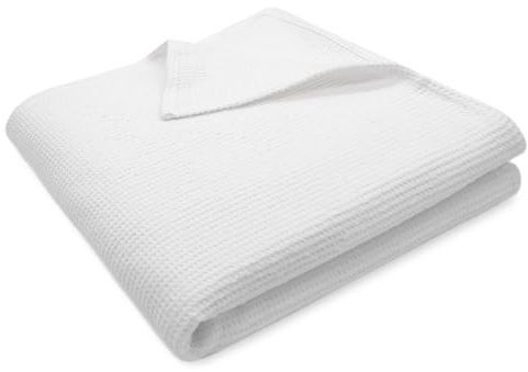 ZOLLNER Kuscheldecke in 150x225 cm - weiche und wärmende Sofadecke mit Waffelgewebe - waschbar bis 95°C - in weiß - Hotelqualität - Oeko Tex® Zertifiziert