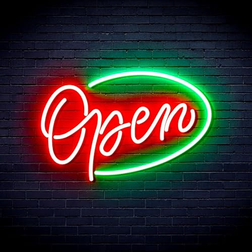 Open Sign st16s32-fnu0079-gr LED-Neonschild aus Silikon, Grün und Rot