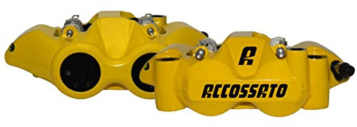 ACCOSSATO Coppia di pinze freno radiali Forgiata Monoblocco Interasse 108 mm, Pistoni in Alluminio, con pastiglie ZXC incluse, per Suzuki GSX-S 1000 Katana dal 2016 al 2022, 1000 CC, verniciata giallo