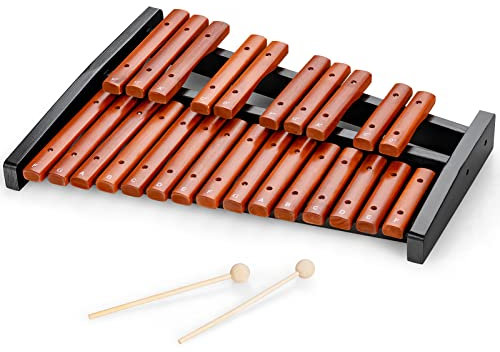 GOPLUS Xilófono de 25 Notas, Xilófono Madera con 2 Mazos y Bolsa de Transporte, Instrumento Musical Portátil con Bueno Sonido, Instrumento de Percusión de Madera, para Niños y Adultos