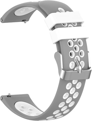 Wownadu 18mm Quick Release Bands Kompatibel für Garmin Vivoactive 4S, Vivomove 3S, Venu 3S/2S, Forerunner 255S/265S Armband Silikon Sport für Huawei GT 4/5 41MM Grau Weiß