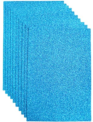 Jtnohx Glitzer Filz, 10pcs Glitzerstoff für Handwerk, 20 x 30 cm Filz zum Basteln Glitzer, Filzstoff Quadrat für Party Projekt Urlaub Festival(Hellblau)