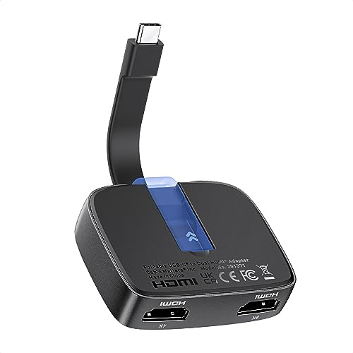Cable Matters Kabelfrågor bärbar 8K eller dubbel 4K 60Hz USB C till dubbel HDMI-adapter, vikbar Thunderbolt till dubbel HDMI-adapter – Thunderbolt 4 kompatibel för XPS, Surface Pro