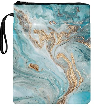 Poceacles Buchhülle für Buchliebhaber, Hardcover, Reißverschluss, praktische Aufbewahrungstasche, Handtasche, Geldbörse, Tablet-Hülle, Blau