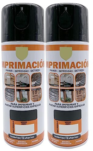 various Pintura Spray Imprimacion Negro de 400 ml Adecuado para las Superficies de Metal, Madera y Plástico Pack de 2 Unidad