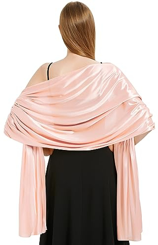 heekpek Schal Damen Leicht Seidensatin Schal Stola Damen Elegant Übergroßer Stola Festlich Umschlagtuch Damen Glitzer Lang Schal für Ganzjährig