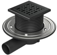 Bodenablauf - Duschablauf 125 x 125 mm - Edelstahl schwarz - DN 50 - Geruchsverschluß - 8 verschiedene Varianten (FACE mit Edelstahlflansch)