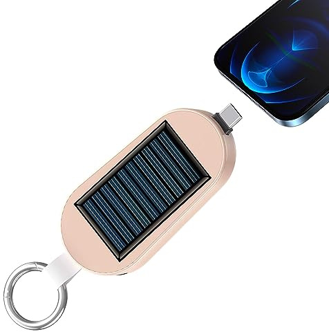 Holdes Portable Solar Bank, Key , Portable Type-C Charger, Solar Powered, Solar Charger, 3000 mAh Travel Bank for Wireless Charging of Watches and Phones