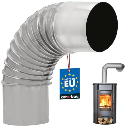 KOTARBAU® Kaminrohrbogen 90° Bogen Ø 100 mm Ofenrohr Rauchrohr aus Blech Abgasrohrbogen für Kamin Ofenknie Silber Rohr Winkel