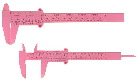 QUARKZMAN 10Stk Mini-Plastik-Messschieber 150mm 6 Messschieber Schieblehre Tragbares Lineal Messwerkzeug (Metrisch/Zoll) Rosa