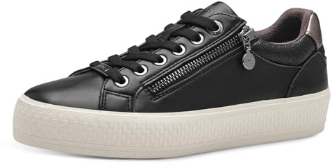 s.Oliver Damen Sneaker flach mit Reißverschluss Freizeit, Schwarz (Black), 39 EU
