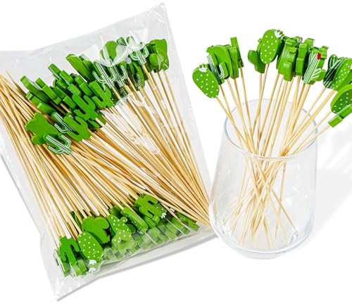 100 Piezas Palitos de Madera, 9cm - Palos de Madera Brochetas de Madera de Paleta, Palitos Para Aperitivos, Cócteles, Aperitivos, Fruta, Sándwiches, Snacks, Barbacoa - Cactus