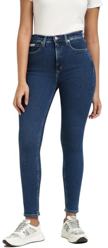 Calvin Klein Donna Jeans High Rise Ankle Skinny Fit, Blu (Denim Medium), 31W