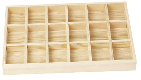 harayaa Schmucktablett, Schmuck-Organizer-Box aus Holz, praktisches Schmuck-Aufbewahrungstablett für die Wohnung, Ankleidezimmer, Verkaufsvitrine, 18 Gitter