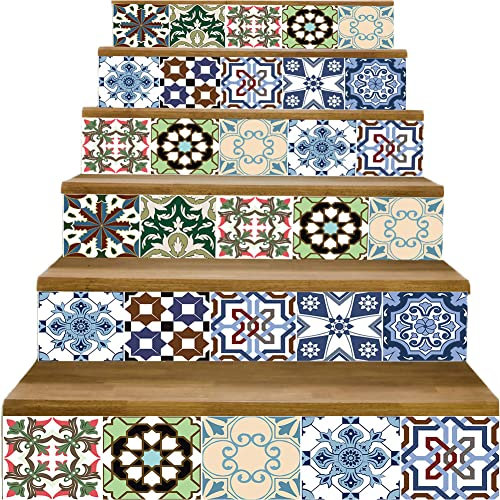 adesivi per alzate di scale, adesivi per scale 3D, Adesivi for scale autoadesivi 6 pezzi decalcomanie stacca e attacca, for gradini in legno, decalcomania artistica for interni fai da te vinile profes