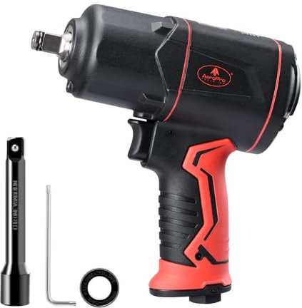 AEROPRO TOOLS 1/2-Inch Composite Air Impact Wrench(A315), Twin Hammer, 1380FT-LBS Max Loosening Torque, 8000RPM, Pneumatic Impact Gun, for Auto Repair, Tire Shop (Lightweight Housing)