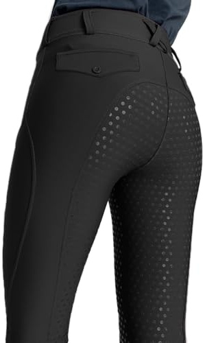ticticlily Reitleggings Damen Silikon Reithose mit Handytasche Stretch High Waist Vollbesatzreithose mit Gürtelschlaufen Reitsport Hosen Leggings Anti Pilling Outdoor Reitbekleidung