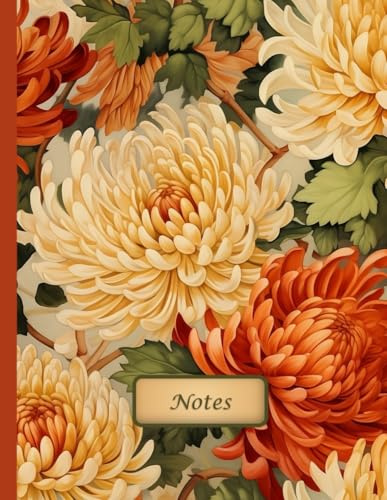 Chrysanthemum Charm: Autumn Blossoms | Chrysanthemum-Themed Notebook | 100 Lined Pages | Large Size 8.5 x 11 inches | College-Ruled | Personalized First Page