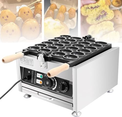 Máquina para hacer waffles con burbujas, 12 unidades, para hacer waffles y planchas, con forma de huevo y giro de 180°, de acero inoxidable, con calefacción de doble cara, para hacer panqueques y us