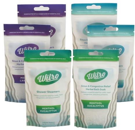 Wilro Soothing, Aromatic Shower Steamers Plus Wilro Bath Salts, 6 Pack
