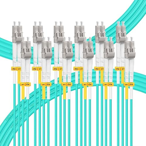 FLYPROFiber- 3M-6Pack OM4 LC to LC Fiber Patch Cable, MM Multimode Fiber Optic Cable, MMF Multi Mode Fiber Jumper Cord, 10Gb/40Gb/100Gb, Duplex, 50/125um, LSZH, 3M(10ft)-6Pack
