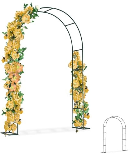 YRHome Arco per rose in metallo, stabile, 192 x 38 x 240 cm, per rose e piante rampicanti, per giardino, decorazione di nozze, verde scuro