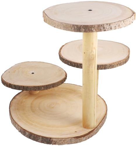 Didiseaon Multi Tier Wedding Cake Stand Rustic Wooden Cupcake Holder Tiered Tray Decor