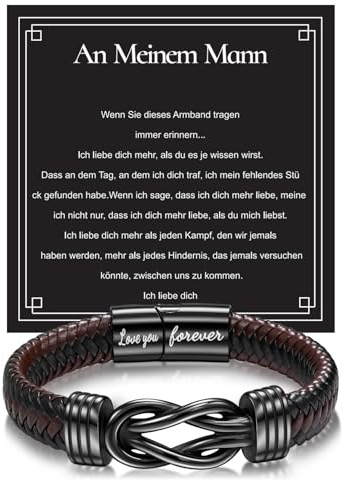 KUOL-KIDS Men's Leather Bracelet Herren Jewellery Gifts for Men Him An Meinen Mann Geschenk Armband Birthday