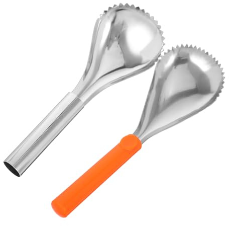 Alipis 2pièces Éplucheur de Citrouille Manuel Cuillère à Fruits à Bords Dentelés Grattoir Acier Inoxydable pour Vider Les Citrouilles et Gros Fruits