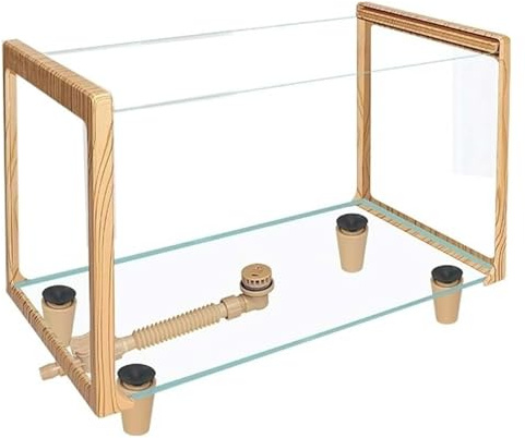 CSYQPDMBDL Kugelaquarium, Goldfischglas, Holzrahmen Schildkröte Aquarium Transparent Glas Fisch(50x23.5x25.5cm)
