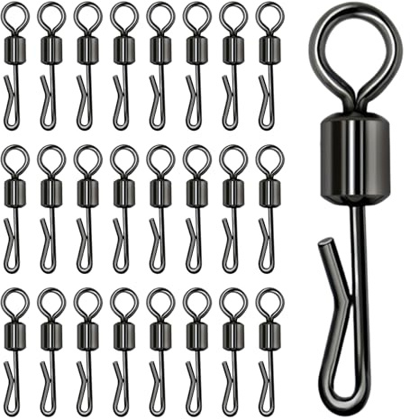 VBSYUYQ Quick Change Swivels, 25pcs Q-shaped Fishing Tackle Quick Change Swivels Fishing Carp Terminal Accessory, UK Size 8