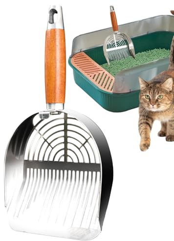 Pala para arena para gatos - Un colador de acero inoxidable para excrementos de gato | Elevador para excrementos de gato para la caja de arena | Para mascotas para el hogar para interiores para