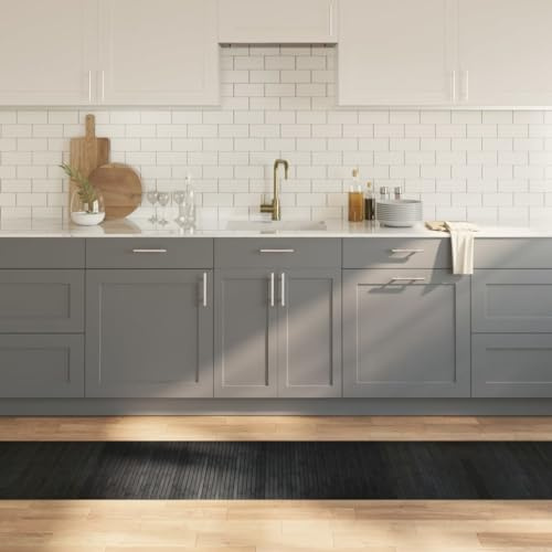 Tonture Rechteckiger Bambus Teppich Grau 60x300 cm, rutschfest, langlebig & pflegeleicht, für Wohnzimmer, Schlafzimmer, Esszimmer, Moderne Deko Boden, natürlicher Bereichsteppich aus Bambus & PP