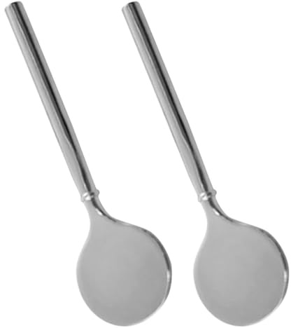 TOPPERFUN Spatules Cosmétiques pour Crème Visage en Alliage de Zinc Argenté Lot de 2 Mini Cuillères Polyvalentes Compactes pour Trousse de Maquillage ou Voyage