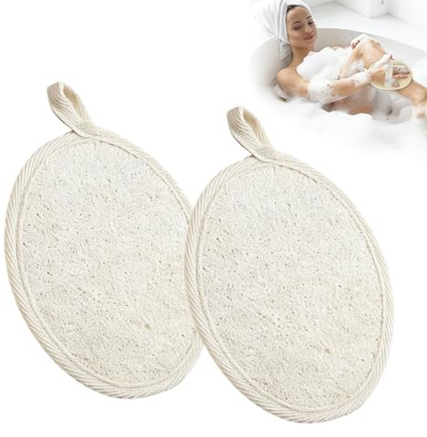 XIAOGUA 2 Piezas Esponja Exfoliante Corporal lufa Natural Esponja Baño Estropajo Natural, Fabricada con de Luffa de Ducha Ecológica y Biodegradable Lufa para Mujeres y Hombres, per
