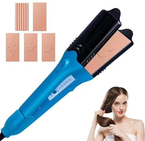 3D Hair Stamper Crimping Iron for Volume, 3D-Haarstempel-Crimping-Eisen für Volumen Haarglätter & 3D-Bild-Aufdruck-Bügeleisen mit 5 verschiedenen Platten, perfekte Heißwerkzeug für Haar-Kunst