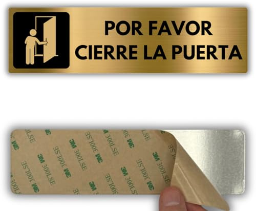LEIASA | Señal Cierra la Puerta - 5x18 cm - Aluminio - Mantenerla Cerrada | Cartel Cierra la Puerta, Rótulo Cerrar al Salir, Placa Cierre Obligatorio, Letrero Puerta Cortafuegos, Aviso Portazos