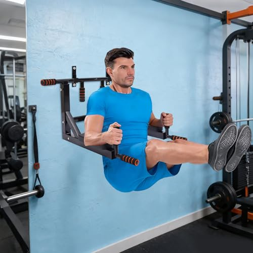Klimmzugstange Wand, Multifunktionelle Wandmontage Trainingsgerät Fitness Dip Station, Pull Up Bar Indoor Trainingsstange Dip Barren Sprossenwand, für Home Gym, bis zu 200kg