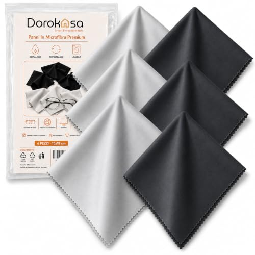 Panno in Microfibra per Pulizia Occhiali da Vista 6pz 15x18cm | Panno per Pulire Schermo Smartphone, Tablet, PC, Apple | Pezzette Pulisci Lenti Vetri | Panno Pulizia Occhiali | Pezza Occhiali da Vista | Panno in Microfibra