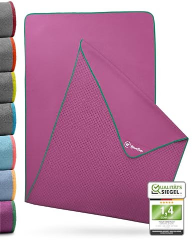 NirvanaShape Yoga Handtuch rutschfest | Hot Yoga Towel mit Antirutsch-Noppen | hygienische Yogatuch-Auflage für Yogamatte [ 185 x 63 cm ]