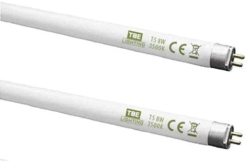TBE LIGHTING T5 8w Fluorescent Tube Lamps 288mm - CFL Bulbs - G5 2-Pin Base Fittings - T5 High Efficiency Lamps, for Emergency and Strip Lights - Soft White 3500K (2-Pack)