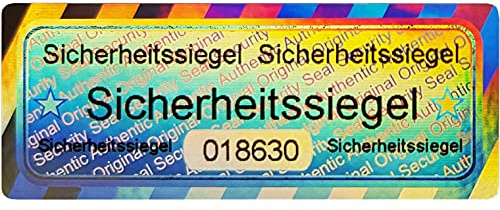 50 Stk - 3D Hologramm Sicherheits-Siegel mit Seriennummer - 50x20mm silber | Sicherheitssiegel, Siegeletiketten, Siegel-Aufkleber, Klebesiegel, Security Seal Sticker, Sicherheitsaufkleber selbstklebend