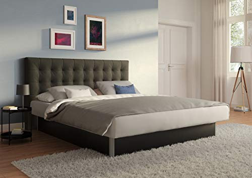 SuMa - Wasserbett doppelt 180x210 dual freistehend m. Sockel schwarz und Kopfteil Nuevo, Farbe anthrazit 180x210 cm